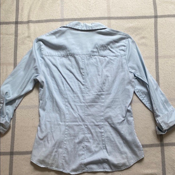 NY&Co Blue Floral Long Sleeve Button Down Shirt Women's Size Medium - Picture 4 of 16